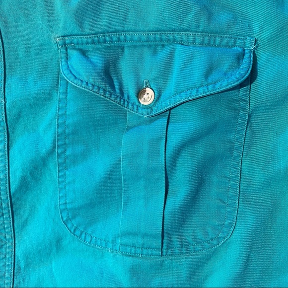 Mens Vintage Eddie Bauer Rufton Twill button down shirt in green teal size M - Picture 3 of 11